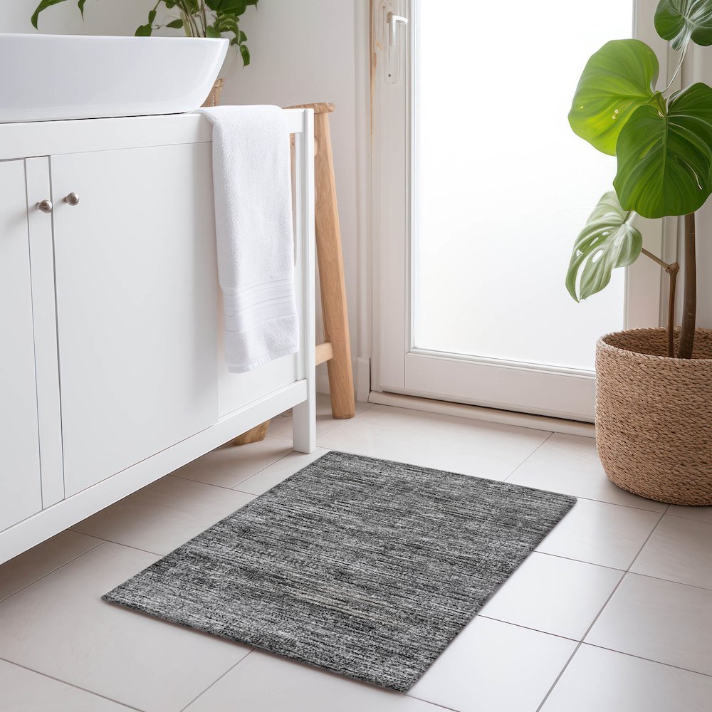 Premium Machine Washable Mayfield  Gray 1'8" x 2'6" Rug. Picture 5