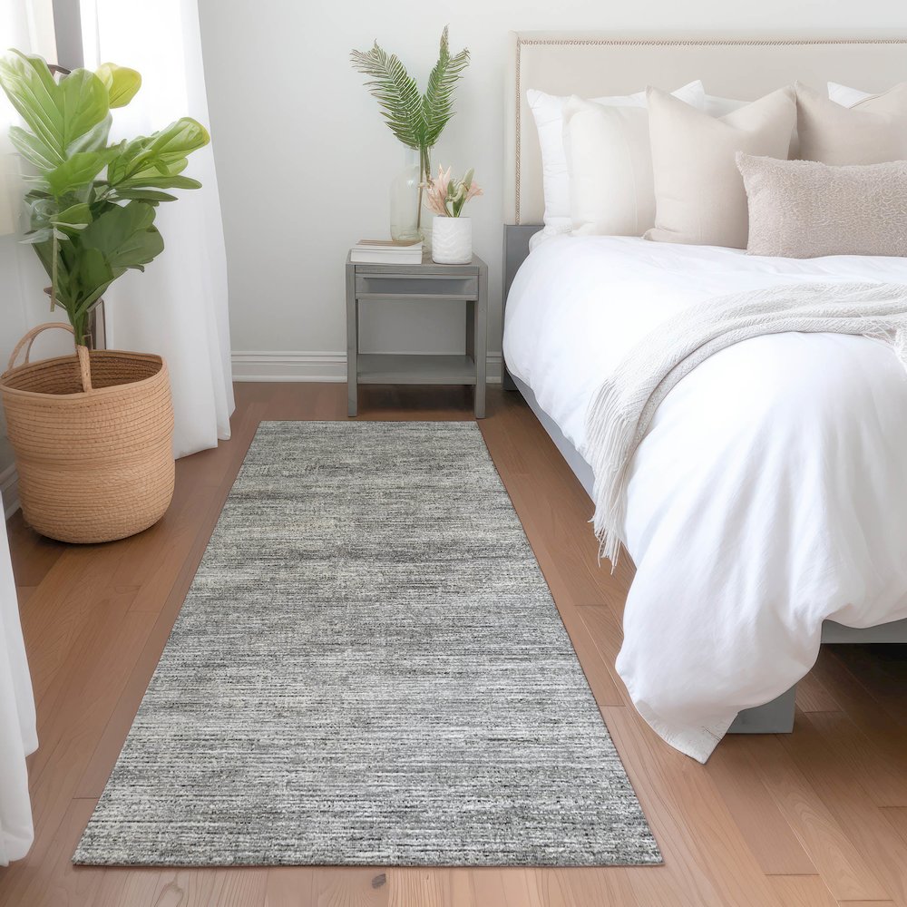 Premium Machine Washable Mayfield  Silver 2'3" x 7'6" Runner Rug. Picture 5