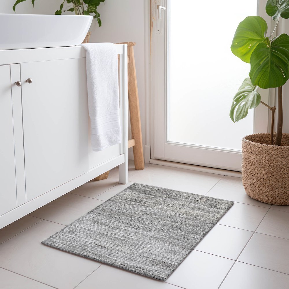 Premium Machine Washable Mayfield  Silver 1'8" x 2'6" Rug. Picture 5