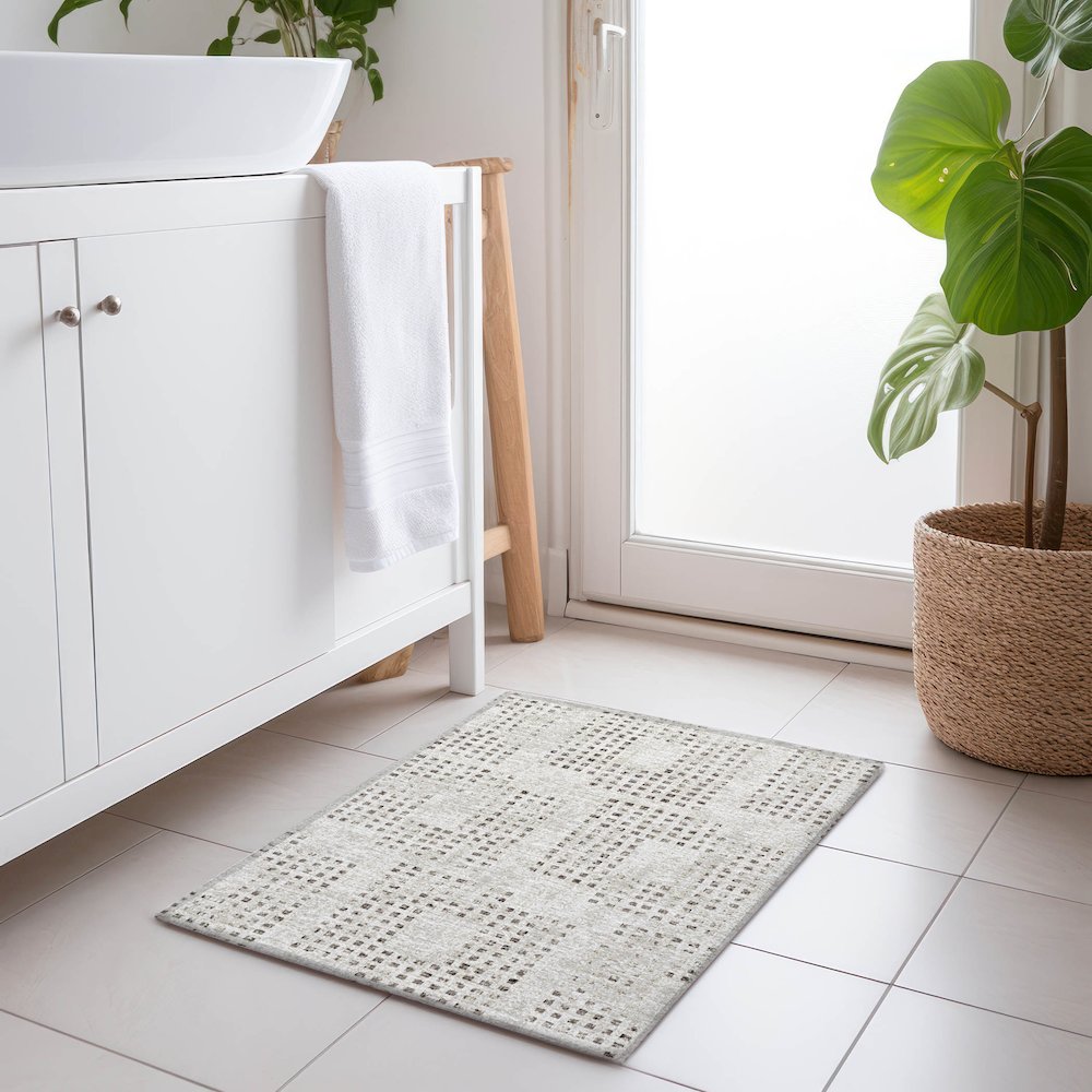 Premium Machine Washable Mayfield  Beige 1'8" x 2'6" Rug. Picture 5