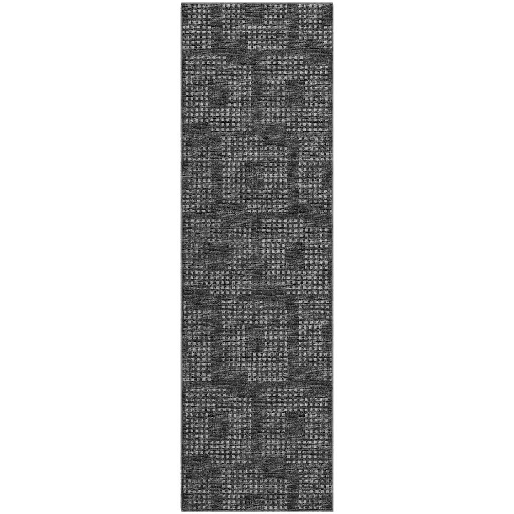 Premium Machine Washable Mayfield  Black 2'3" x 7'6" Runner Rug. Picture 1