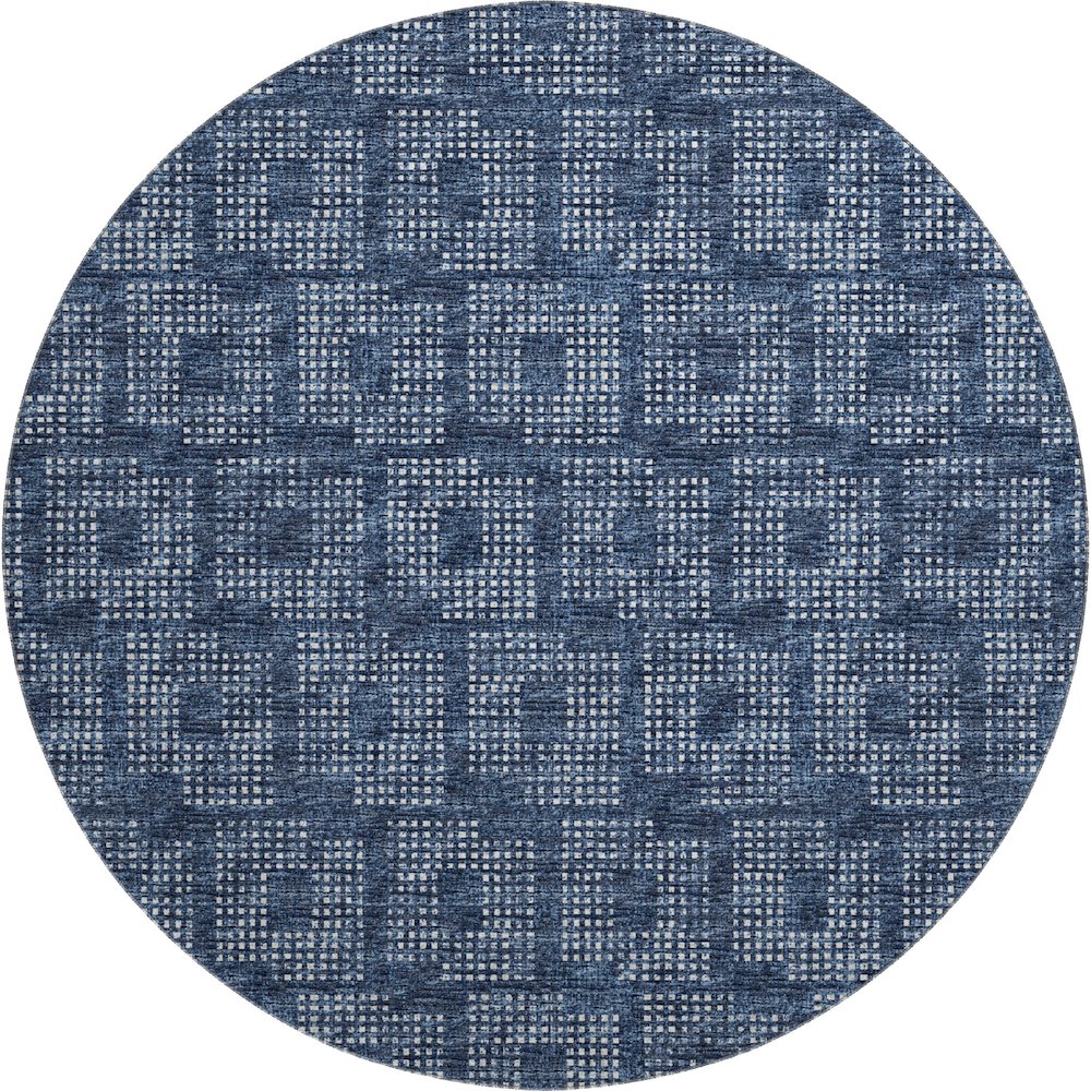 Premium Machine Washable Mayfield  Blue 8' x 8' Round Rug. Picture 1