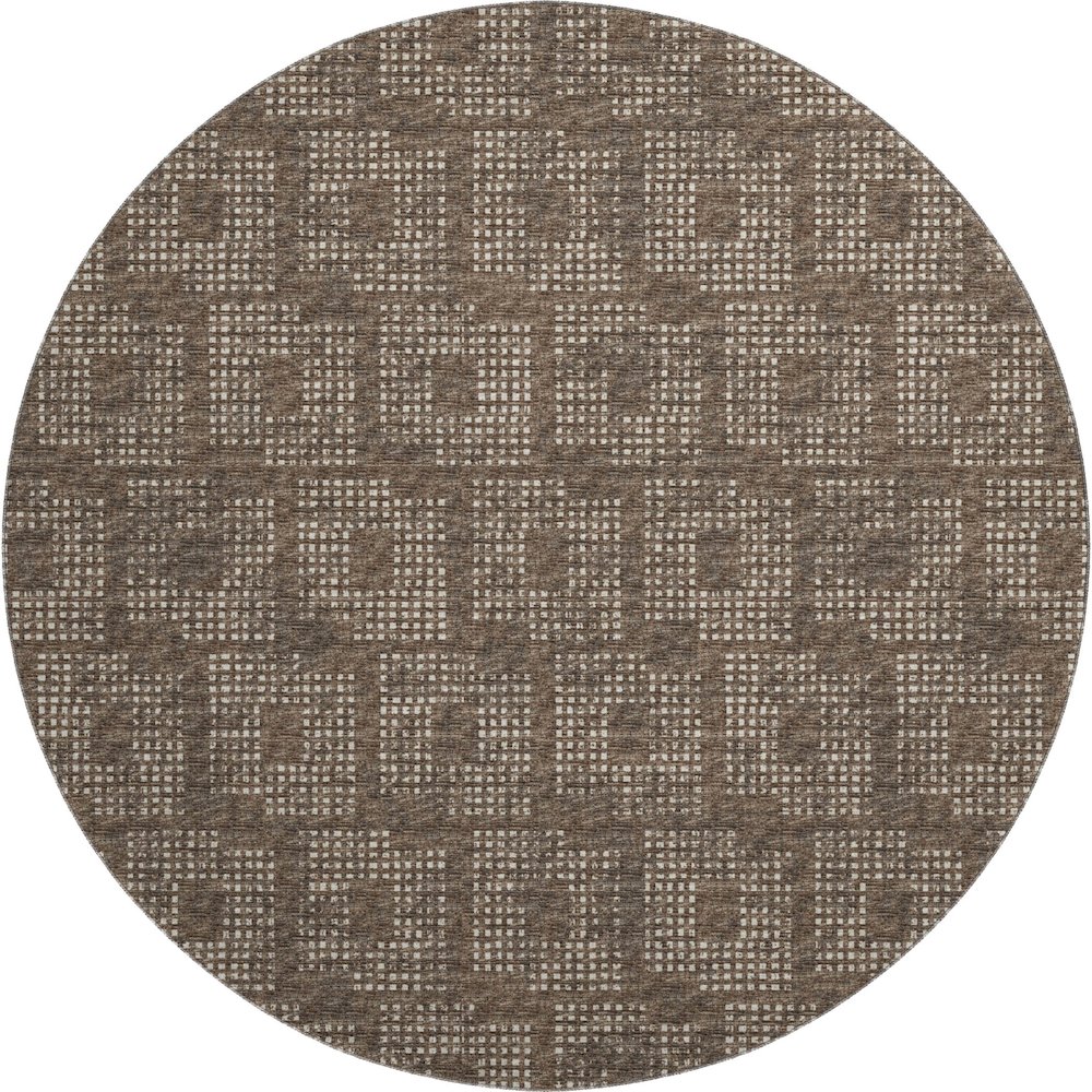 Premium Machine Washable Mayfield  Brown 8' x 8' Round Rug. Picture 1