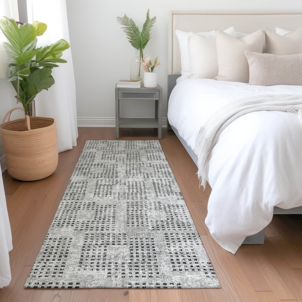 Premium Machine Washable Mayfield  Gray 2'3" x 7'6" Runner Rug. Picture 5