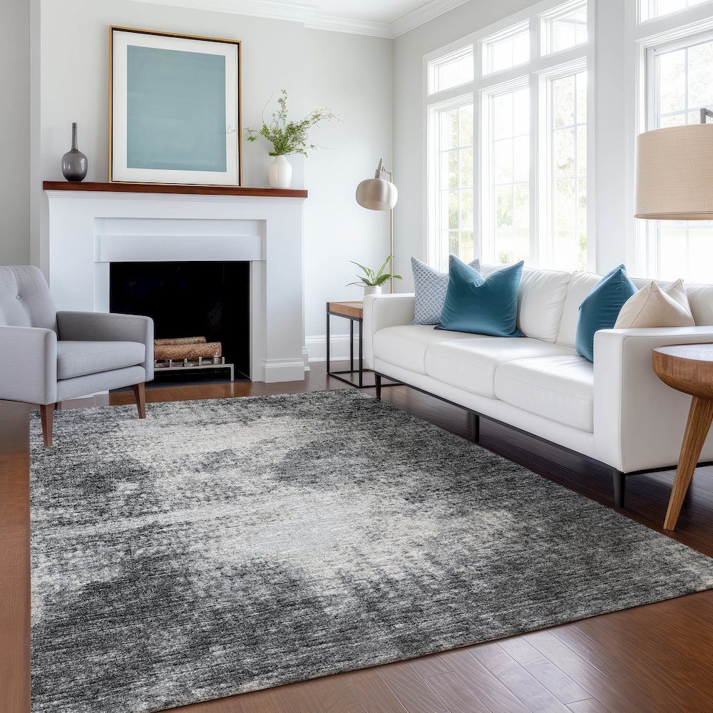 Premium Machine Washable Mayfield  Black 2'6" x 3'10" Rug. Picture 5