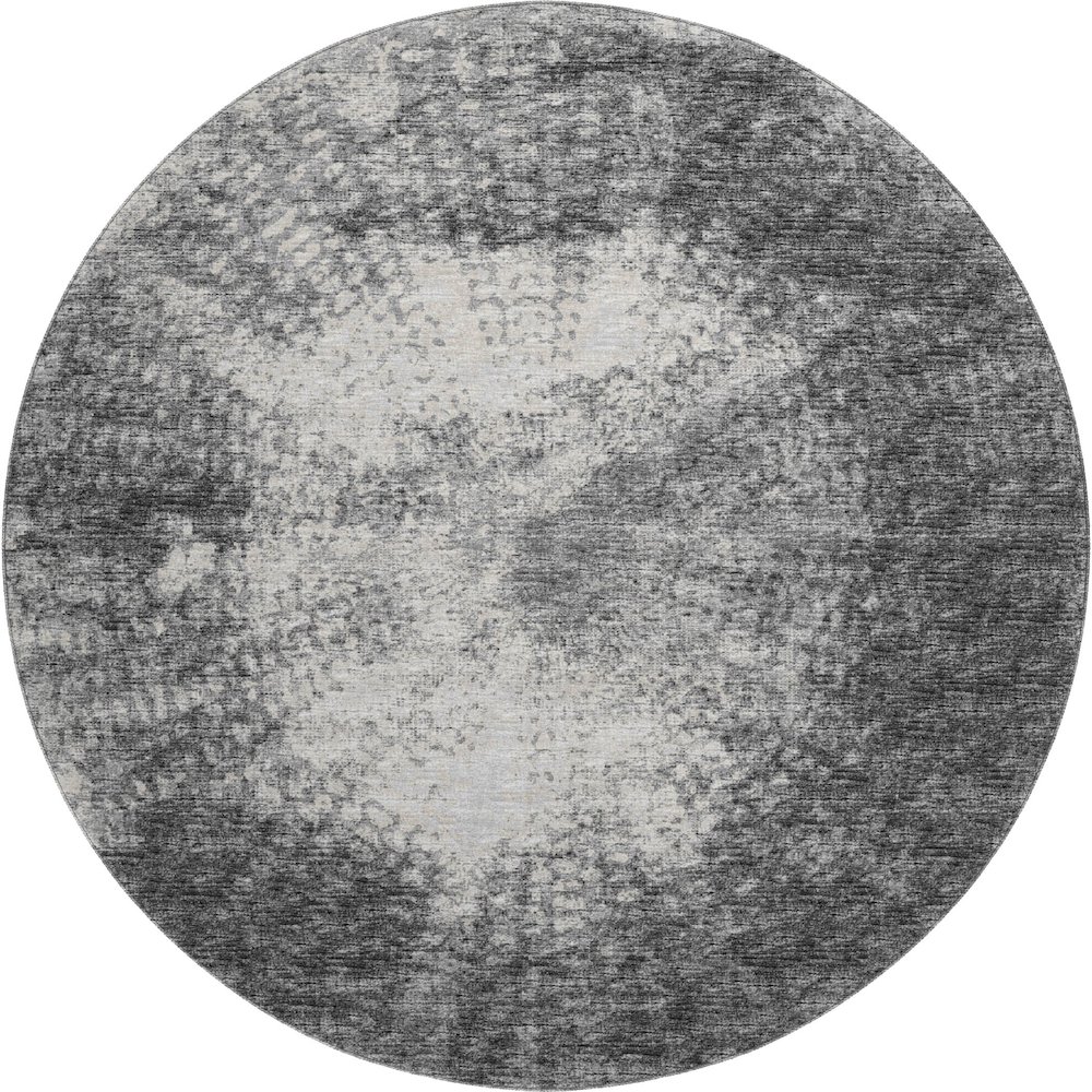 Premium Machine Washable Mayfield  Black 8' x 8' Round Rug. Picture 1