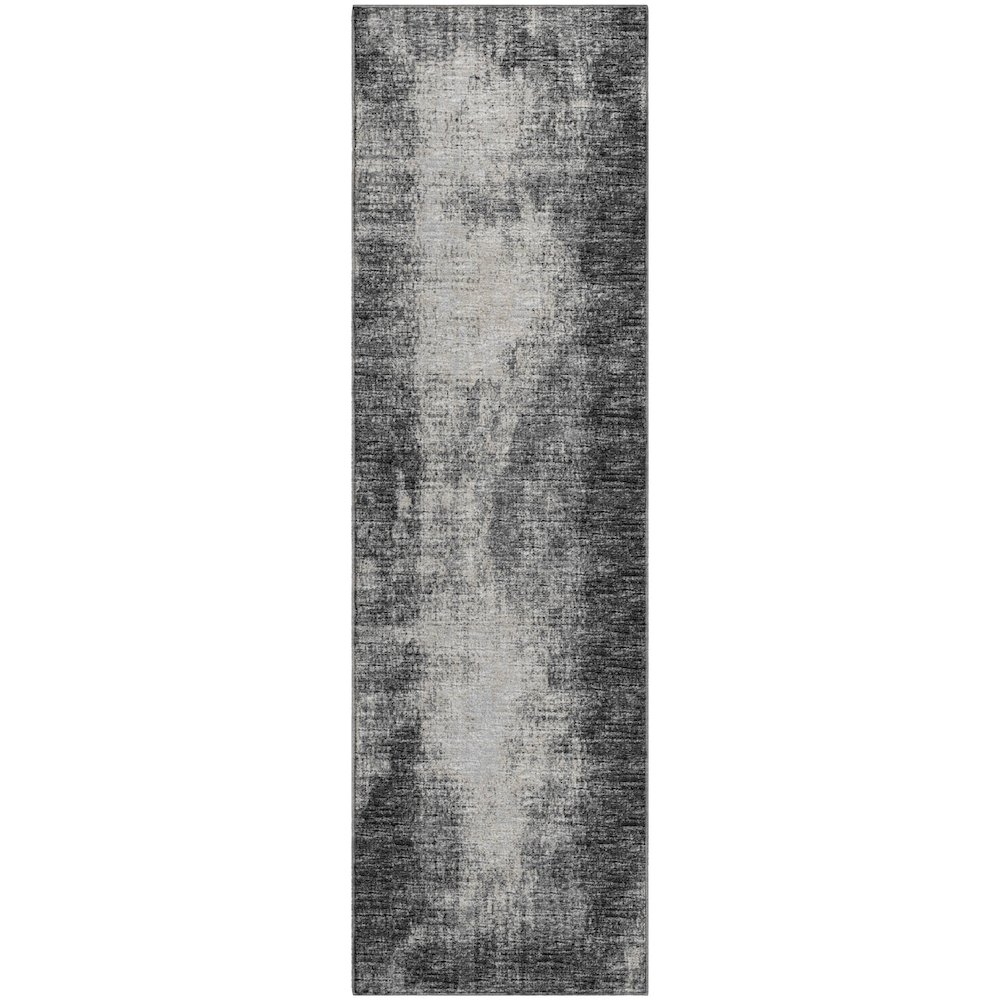 Premium Machine Washable Mayfield  Black 2'3" x 7'6" Runner Rug. Picture 1