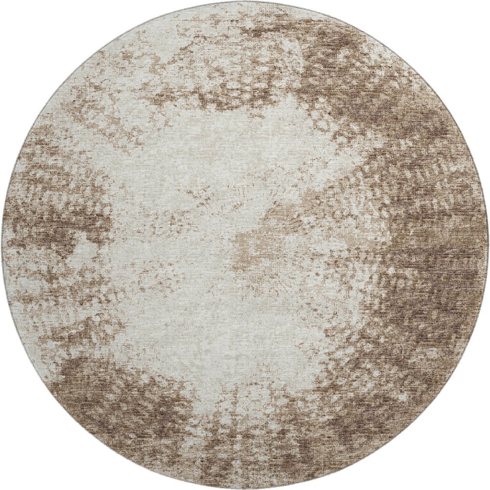 Premium Machine Washable Mayfield  Brown 8' x 8' Round Rug. Picture 1
