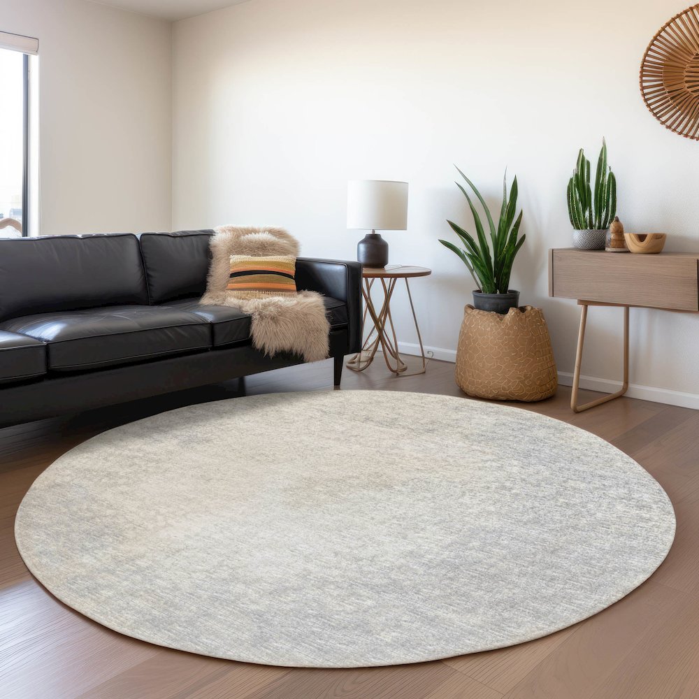 Premium Machine Washable Mayfield  Gray 8' x 8' Round Rug. Picture 5