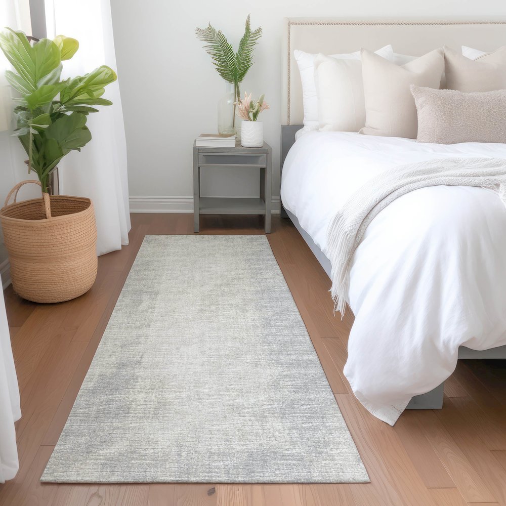 Premium Machine Washable Mayfield  Gray 2'3" x 7'6" Runner Rug. Picture 5