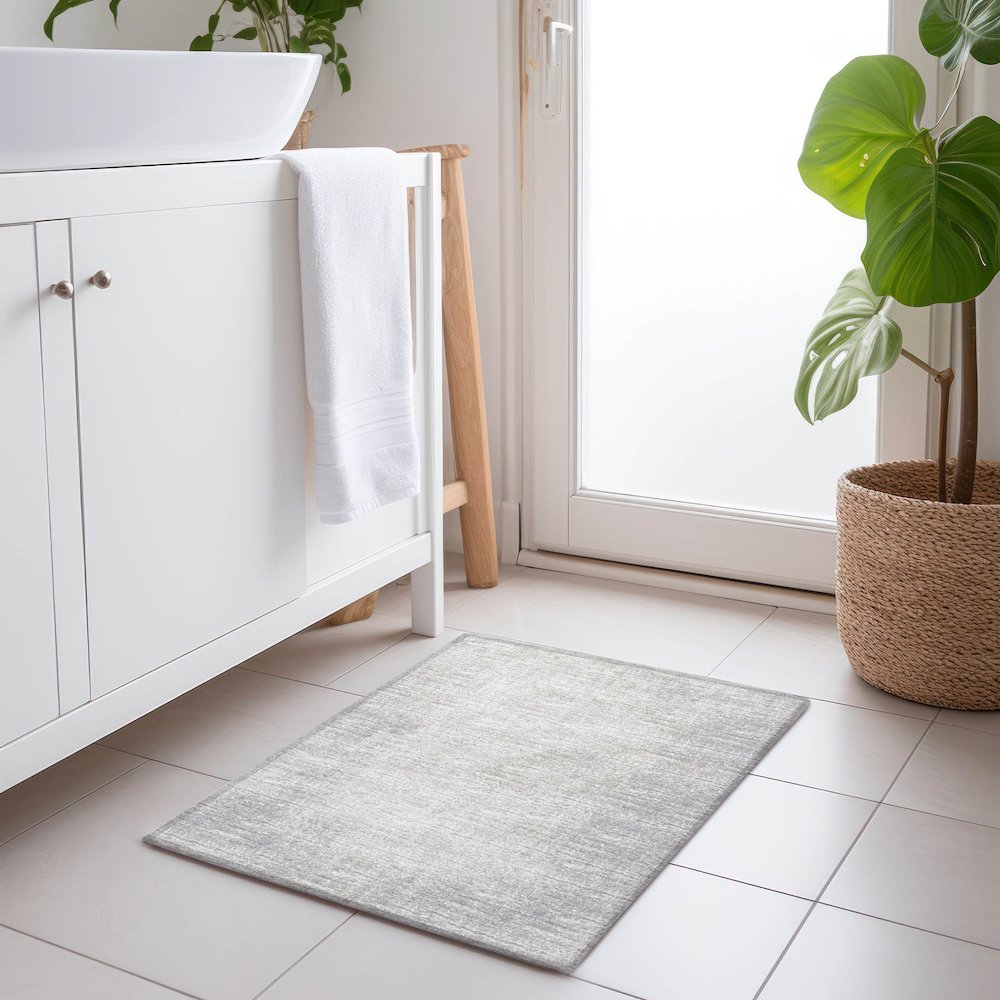 Premium Machine Washable Mayfield  Gray 1'8" x 2'6" Rug. Picture 5