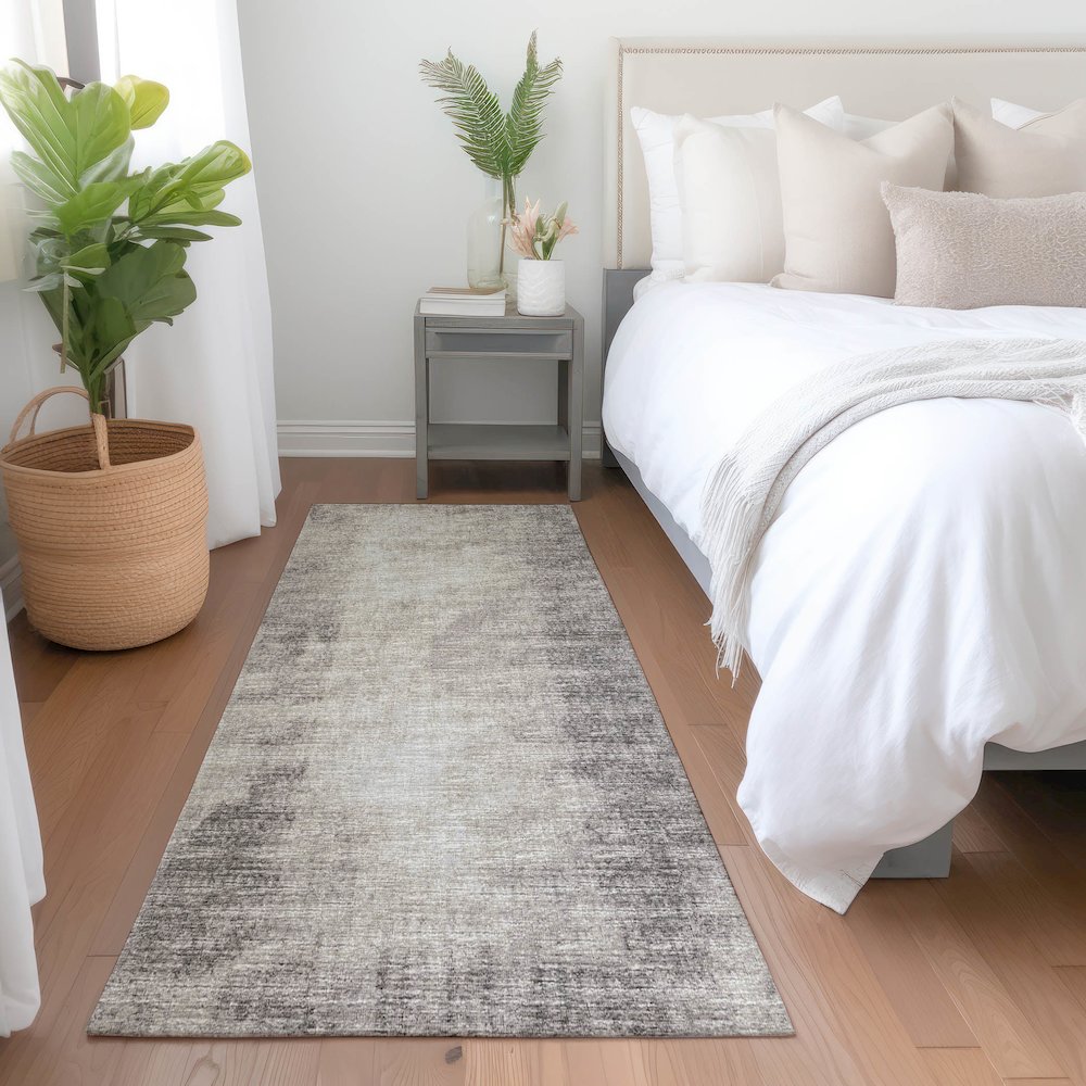 Premium Machine Washable Mayfield  Mocha 2'3" x 7'6" Runner Rug. Picture 5