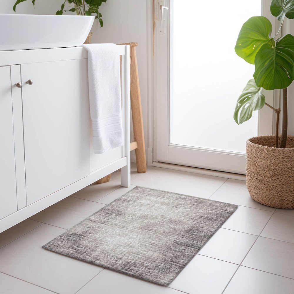 Premium Machine Washable Mayfield  Mocha 1'8" x 2'6" Rug. Picture 5