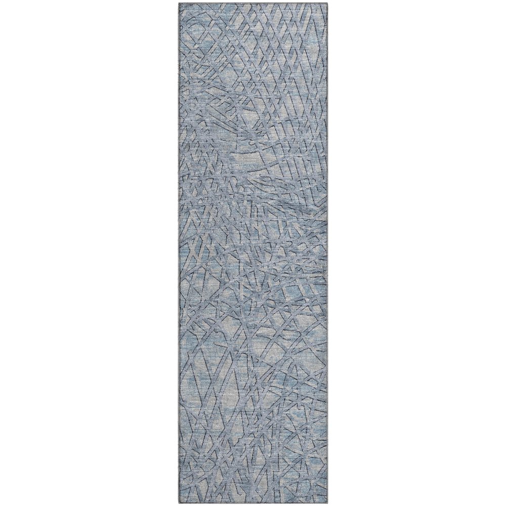 Premium Machine Washable Mayfield  Blue 2'3" x 7'6" Runner Rug. Picture 1