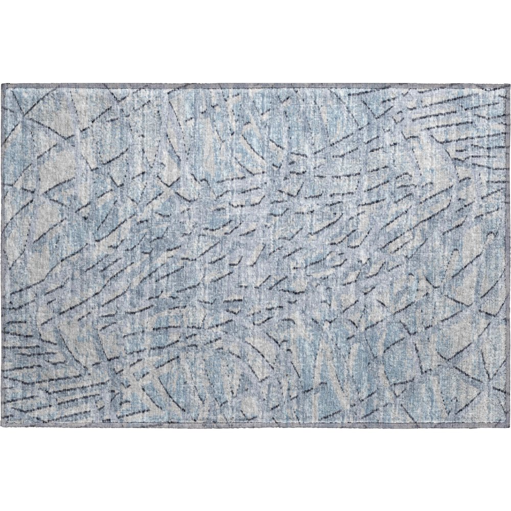 Premium Machine Washable Mayfield  Blue 1'8" x 2'6" Rug. Picture 1