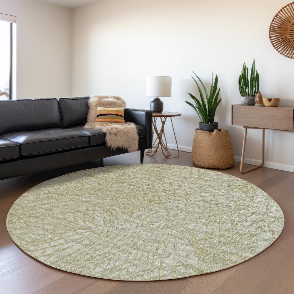 Premium Machine Washable Mayfield  Sage 8' x 8' Round Rug. Picture 5
