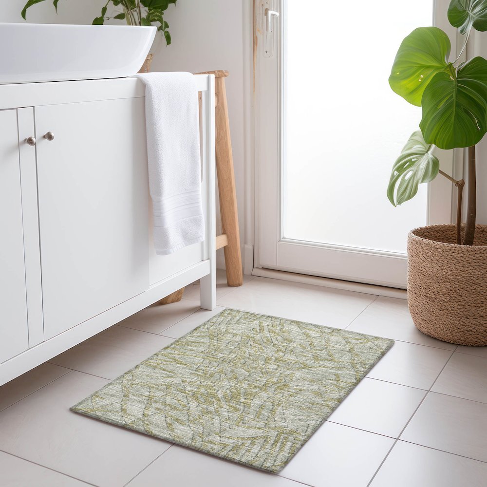 Premium Machine Washable Mayfield  Sage 1'8" x 2'6" Rug. Picture 5