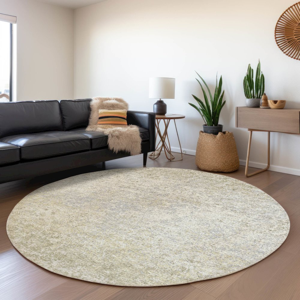 Premium Machine Washable Mayfield  Beige 8' x 8' Round Rug. Picture 5