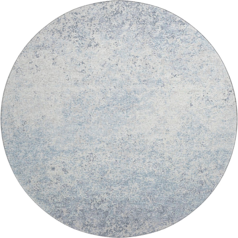 Premium Machine Washable Mayfield  Blue 8' x 8' Round Rug. Picture 1