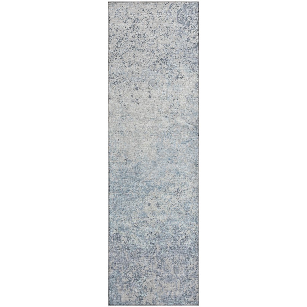 Premium Machine Washable Mayfield  Blue 2'3" x 7'6" Runner Rug. Picture 1