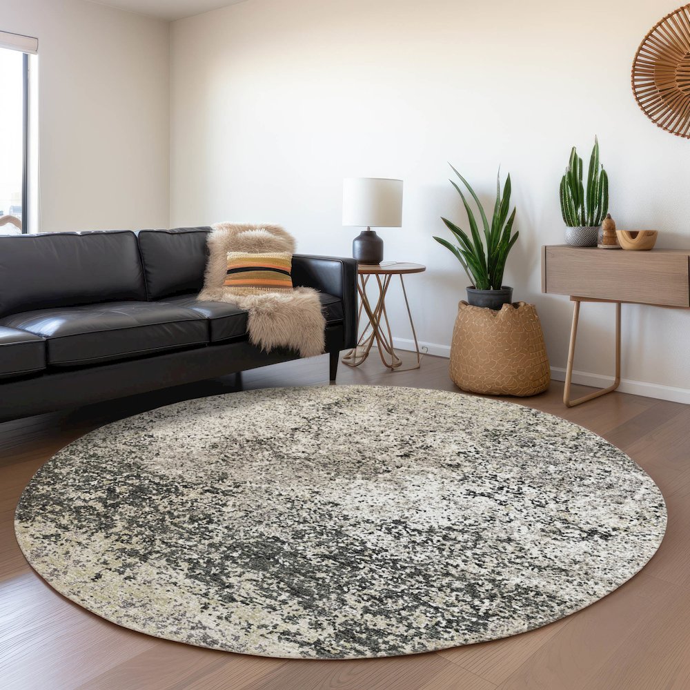 Premium Machine Washable Mayfield  Gray 8' x 8' Round Rug. Picture 5