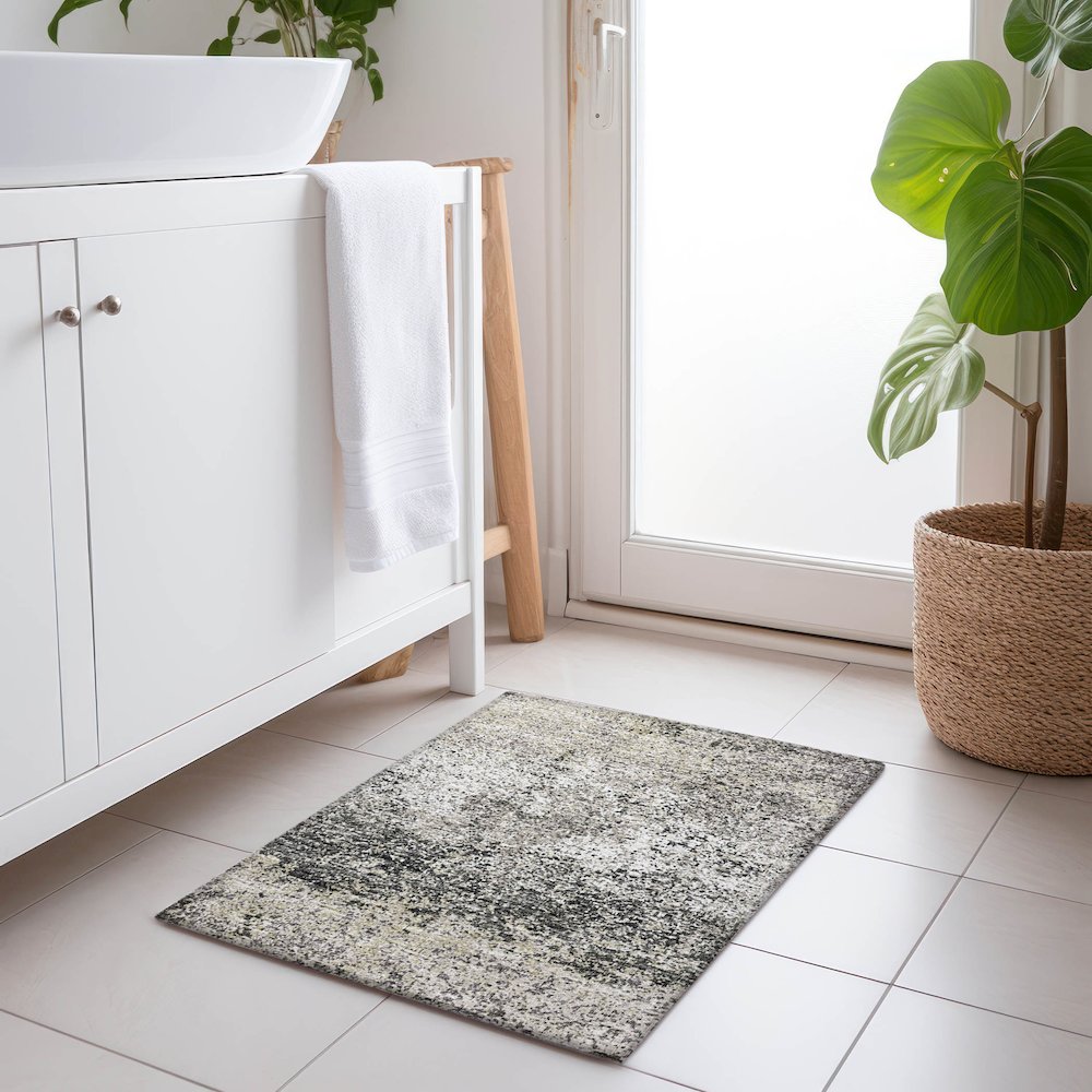 Premium Machine Washable Mayfield  Gray 1'8" x 2'6" Rug. Picture 5