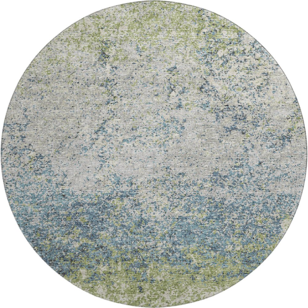 Premium Machine Washable Mayfield  Green 8' x 8' Round Rug. Picture 1