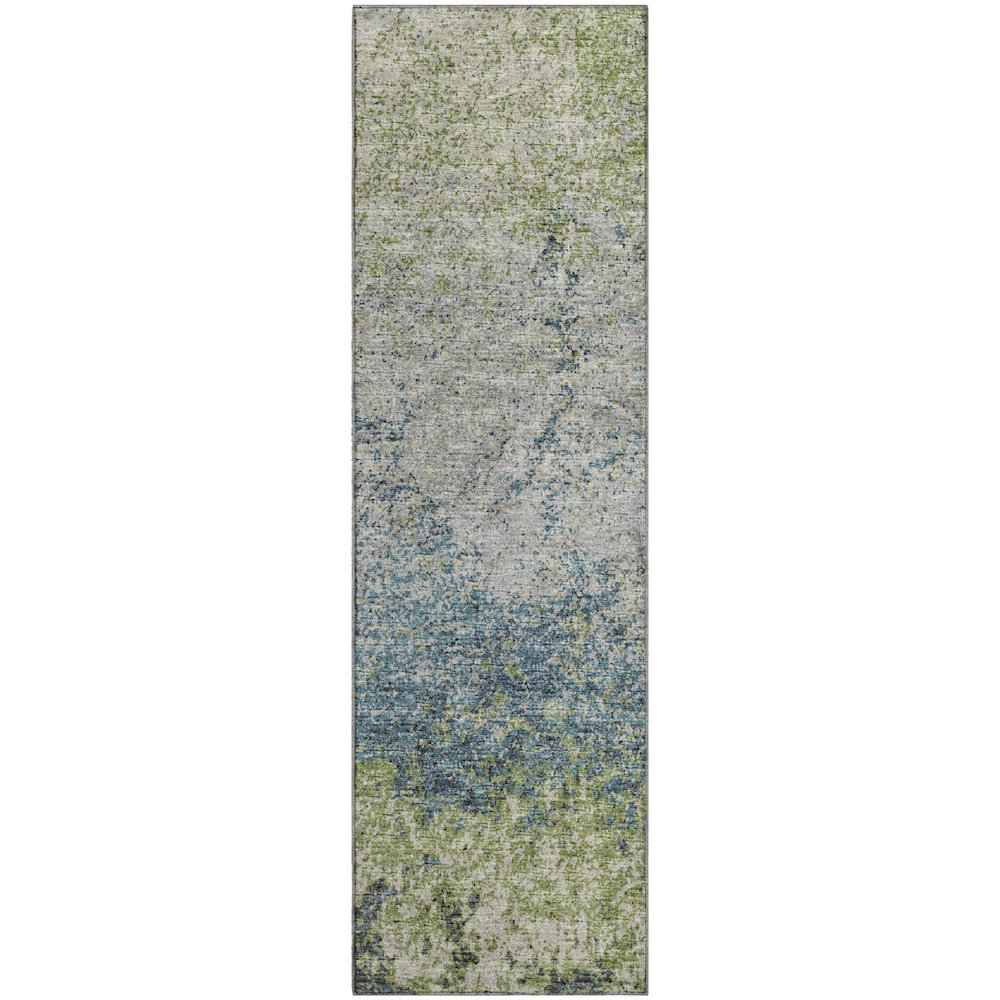 Premium Machine Washable Mayfield  Green 2'3" x 7'6" Runner Rug. Picture 1