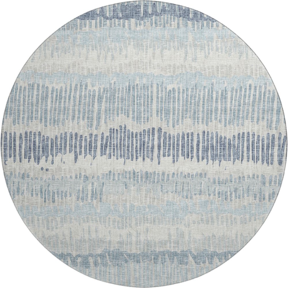 Premium Machine Washable Mayfield  Blue 8' x 8' Round Rug. Picture 1