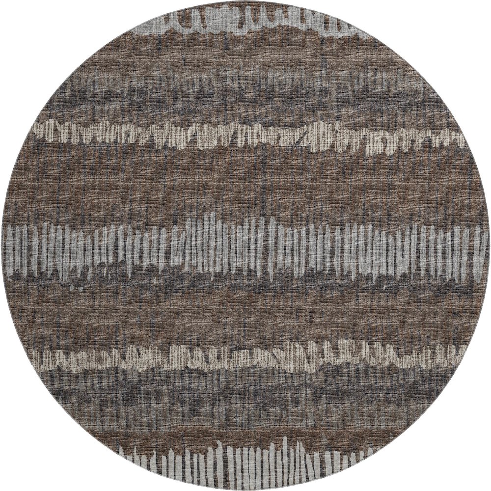 Premium Machine Washable Mayfield  Brown 8' x 8' Round Rug. Picture 1