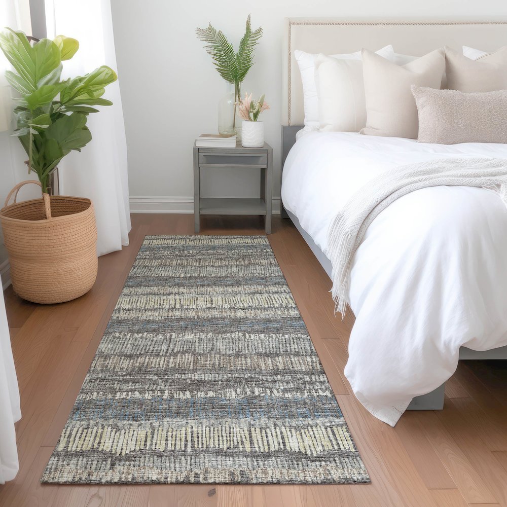 Premium Machine Washable Mayfield  Gray 2'3" x 7'6" Runner Rug. Picture 5