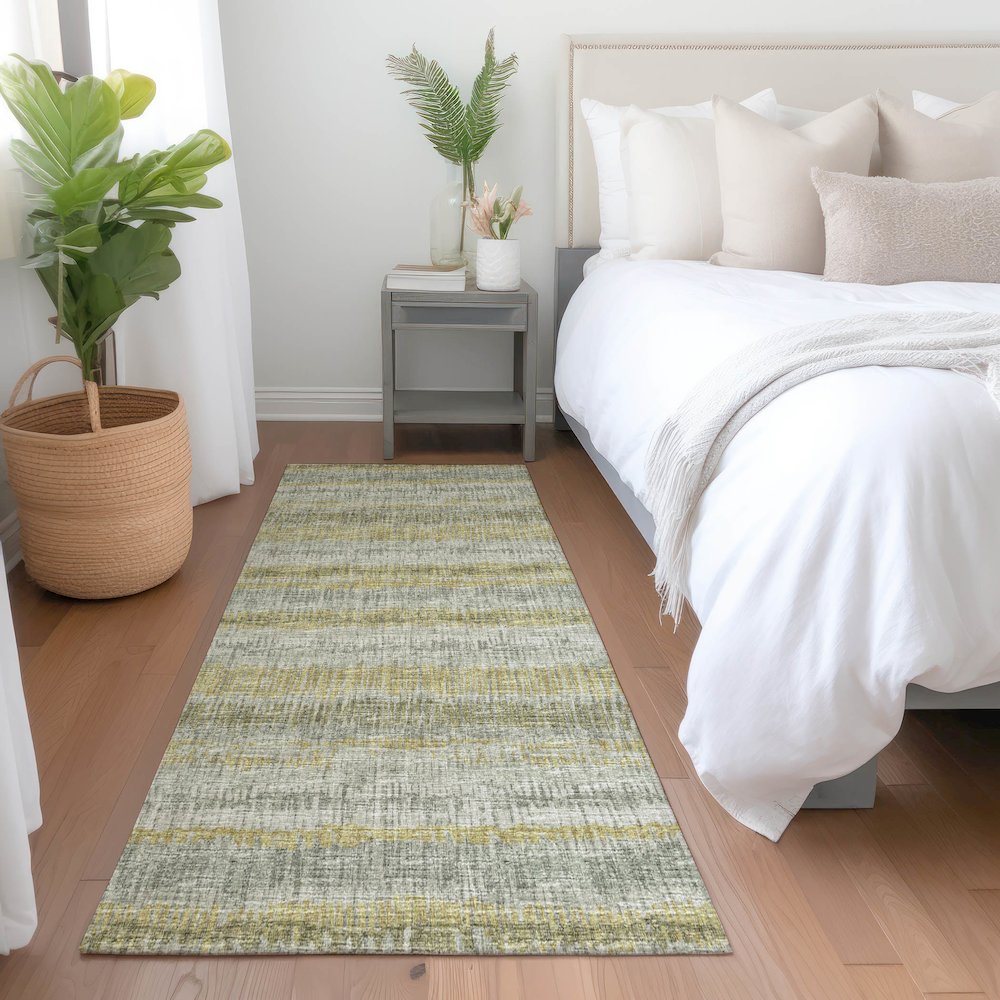 Premium Machine Washable Mayfield  Sage 2'3" x 7'6" Runner Rug. Picture 5
