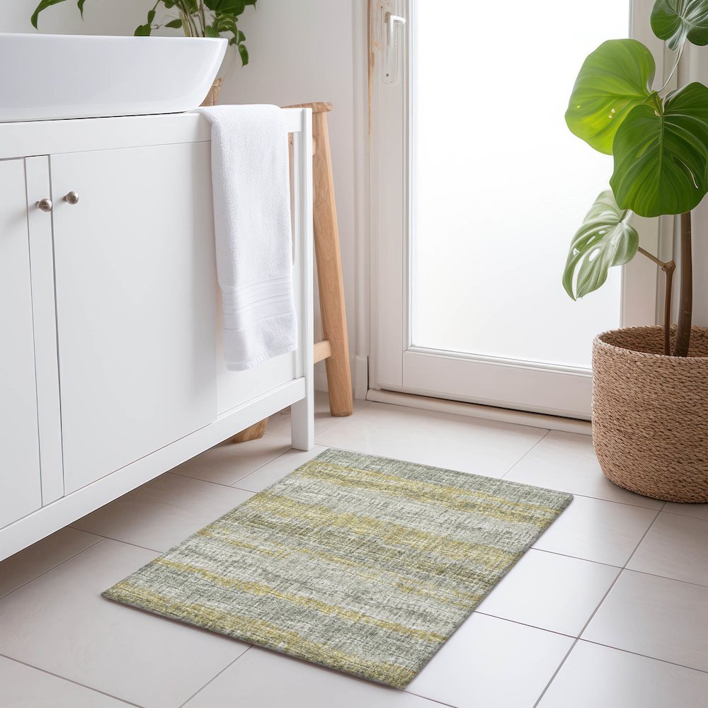 Premium Machine Washable Mayfield  Sage 1'8" x 2'6" Rug. Picture 5