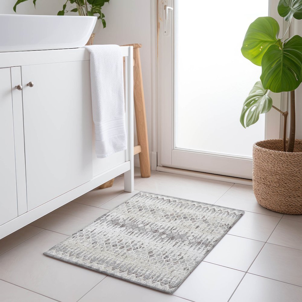 Premium Machine Washable Mayfield  Beige 1'8" x 2'6" Rug. Picture 5