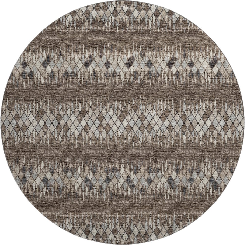 Premium Machine Washable Mayfield  Brown 8' x 8' Round Rug. Picture 1