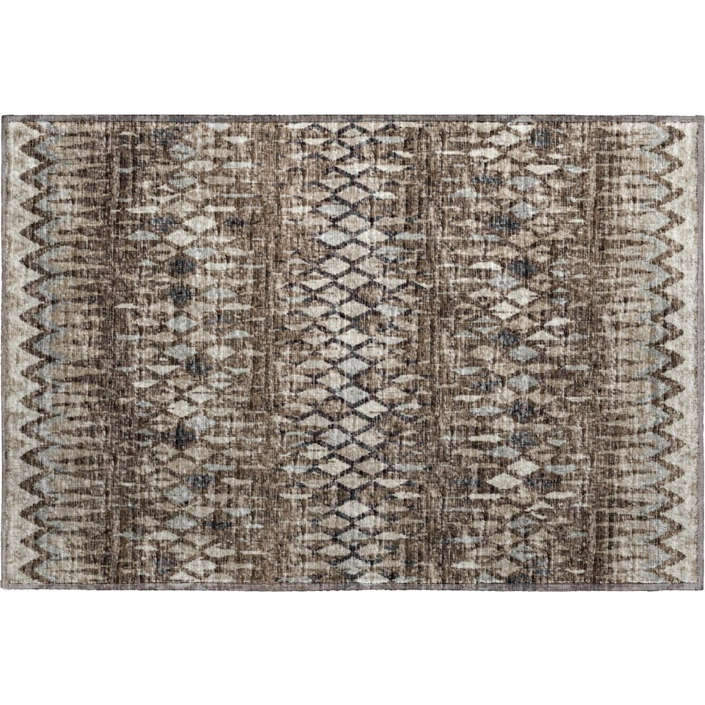 Premium Machine Washable Mayfield  Brown 1'8" x 2'6" Rug. Picture 1