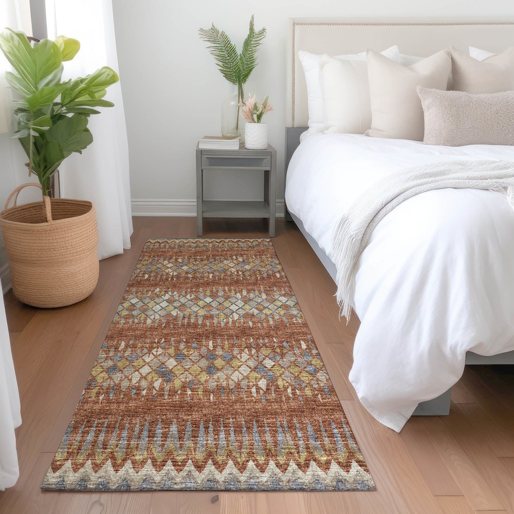 Premium Machine Washable Mayfield  Spice 2'3" x 7'6" Runner Rug. Picture 5
