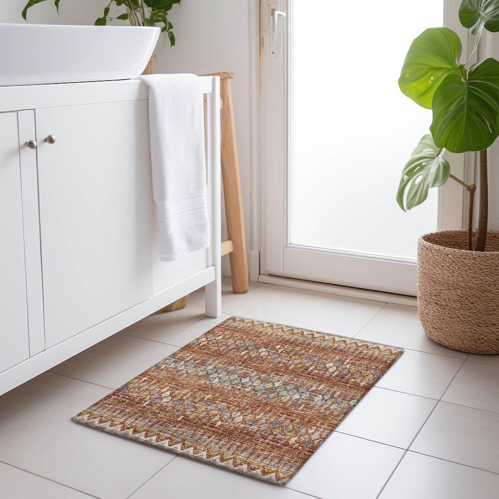 Premium Machine Washable Mayfield  Spice 1'8" x 2'6" Rug. Picture 5