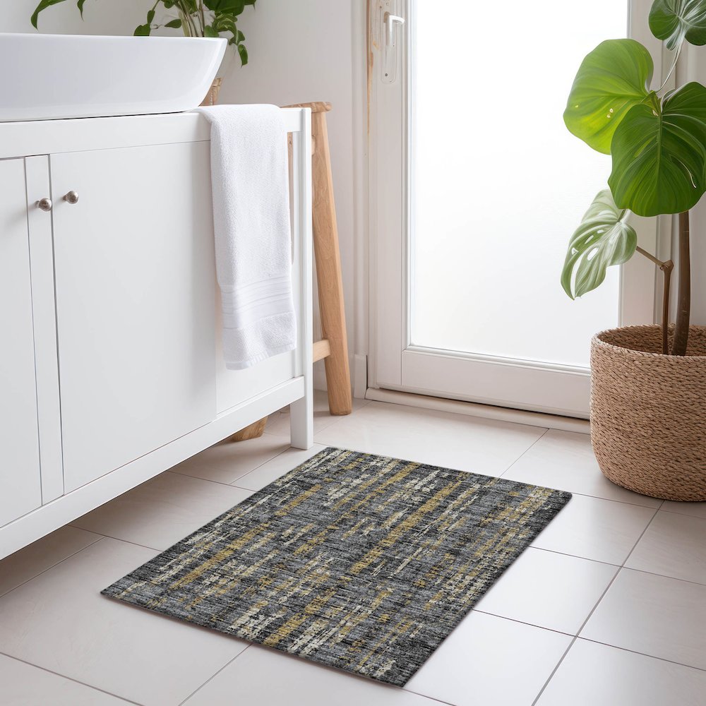 Premium Machine Washable Mayfield  Granite 1'8" x 2'6" Rug. Picture 5