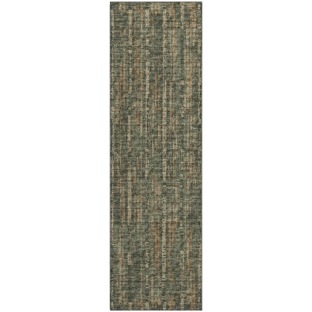 Premium Machine Washable Mayfield  Green 2'3" x 7'6" Runner Rug. Picture 1