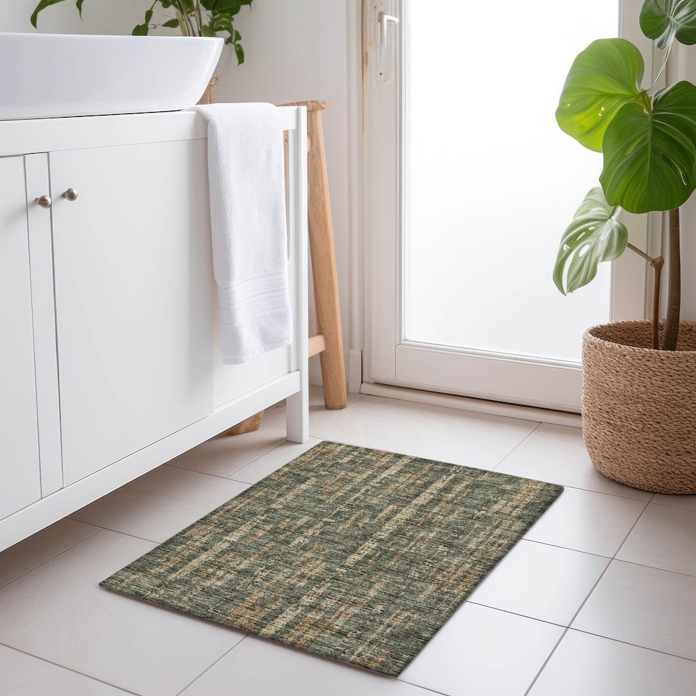 Premium Machine Washable Mayfield  Green 1'8" x 2'6" Rug. Picture 5