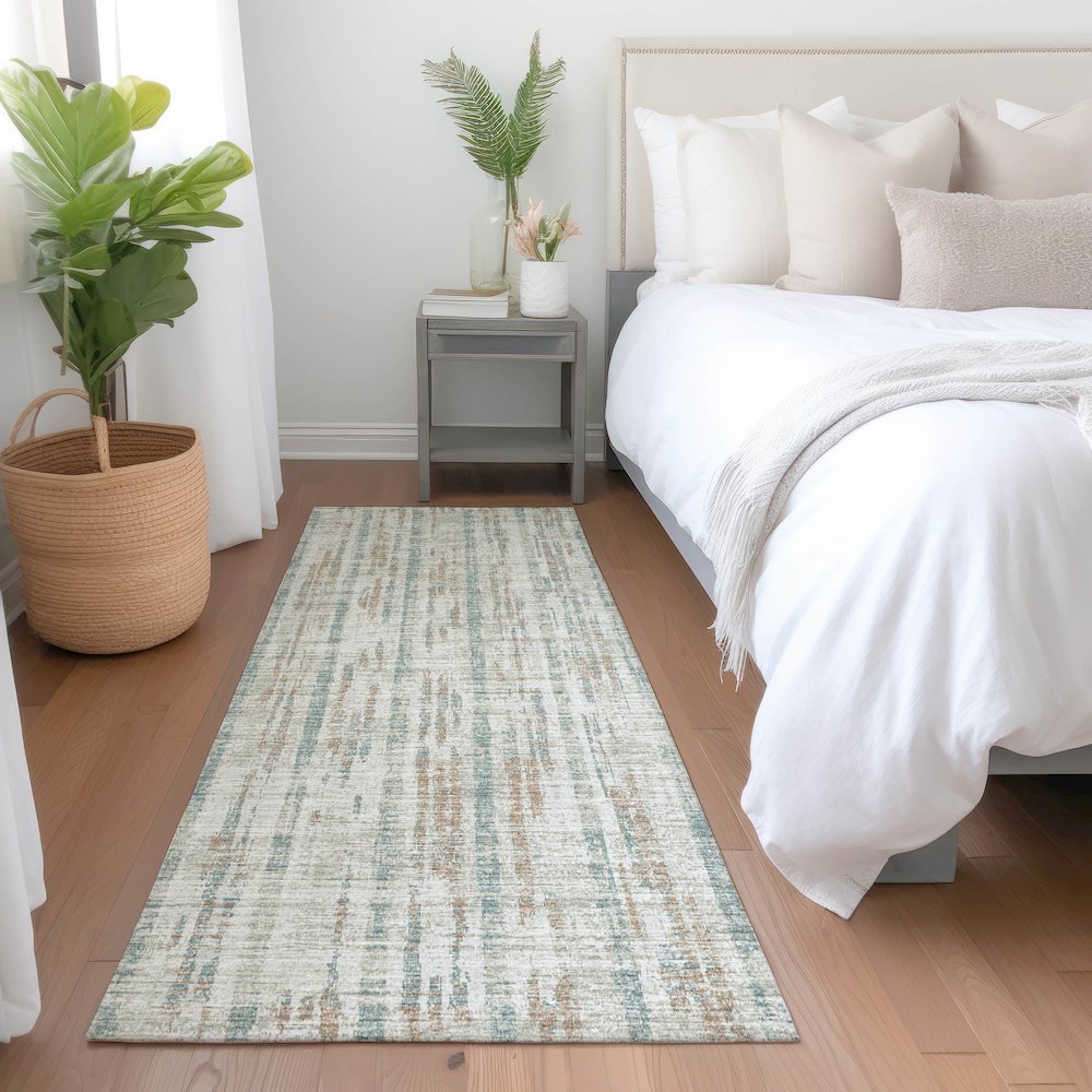 Premium Machine Washable Mayfield  Ivory 2'3" x 7'6" Runner Rug. Picture 5
