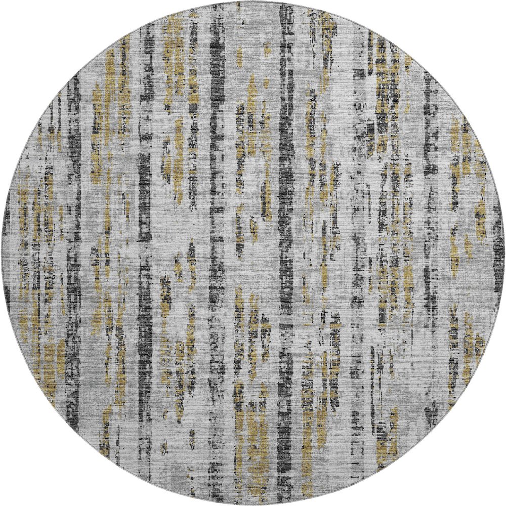 Premium Machine Washable Mayfield  Silver 8' x 8' Round Rug. Picture 1