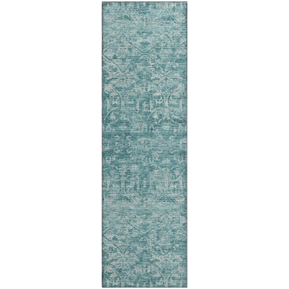 Premium Machine Washable Mayfield  Blue 2'3" x 7'6" Runner Rug. Picture 1