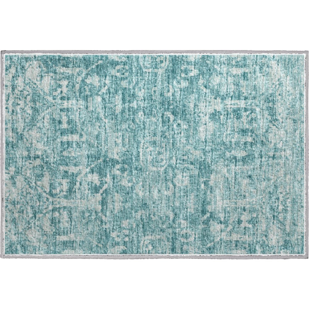 Premium Machine Washable Mayfield  Blue 1'8" x 2'6" Rug. Picture 1