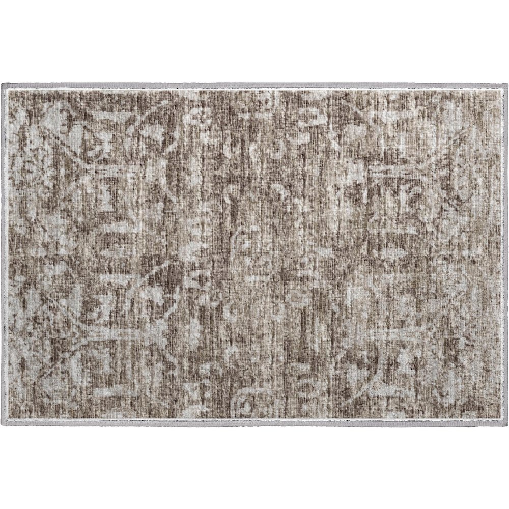 Premium Machine Washable Mayfield  Brown 1'8" x 2'6" Rug. Picture 1