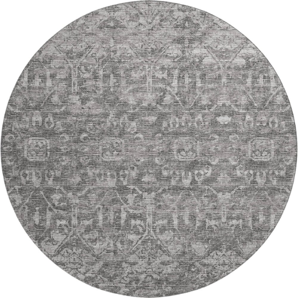 Premium Machine Washable Mayfield  Charcoal 8' x 8' Round Rug. Picture 1