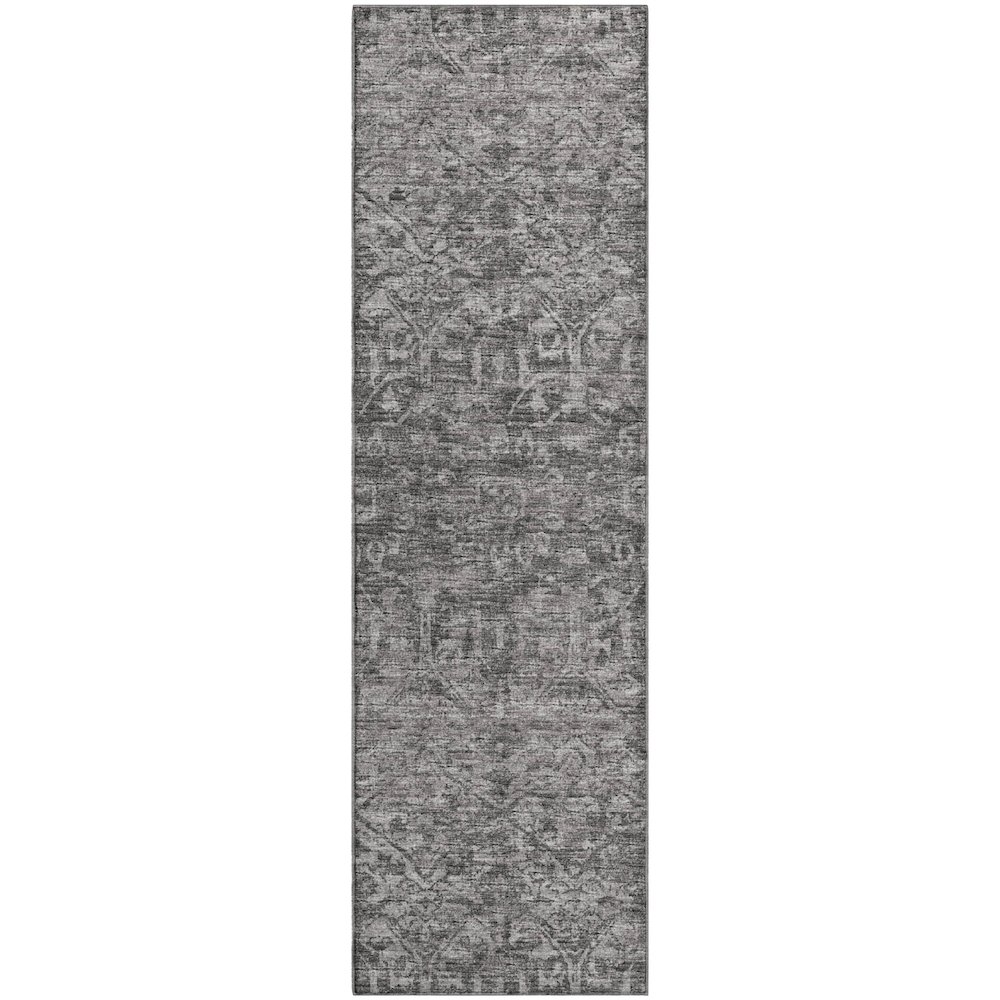 Premium Machine Washable Mayfield  Charcoal 2'3" x 7'6" Runner Rug. Picture 1