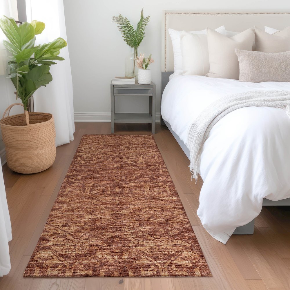 Premium Machine Washable Mayfield  Clay 2'3" x 7'6" Runner Rug. Picture 5