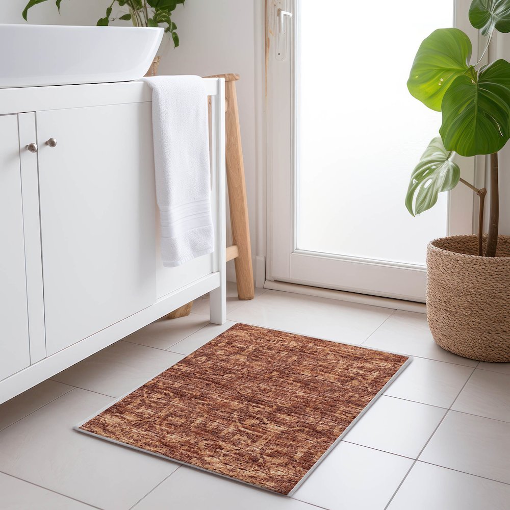 Premium Machine Washable Mayfield  Clay 1'8" x 2'6" Rug. Picture 5